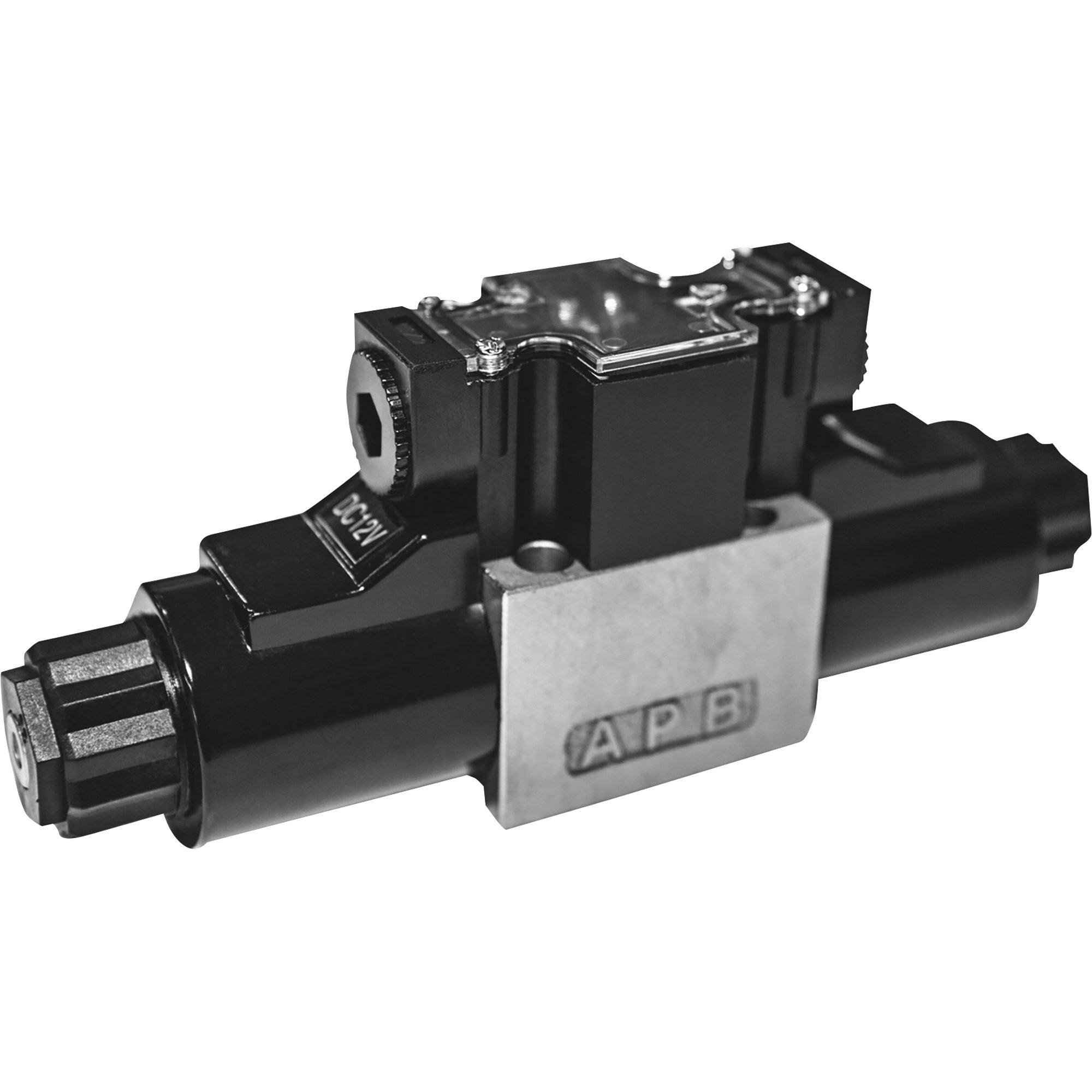 GRH Nickel-Plated Hydraulic Directional Control Valve – 16.5 GPM, 4560 PSI, 3-Position, Spool Style 3, 12V Solenoid, GRH-01-3C3-D12-D-NP-33
